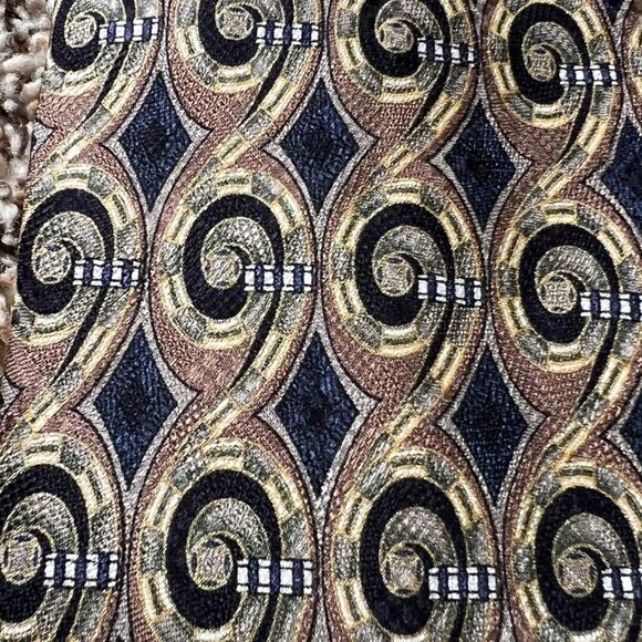 Pavia Italian Made Silk Neck Tie Geometric Classic Office Tan Black Blue Italy - Picture 6 of 6